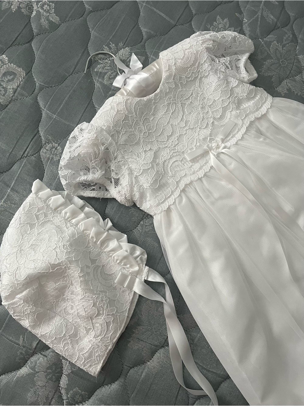 Vintage C.I. Castro & Co Baptismal Christening Gown and Bonnet NWOT